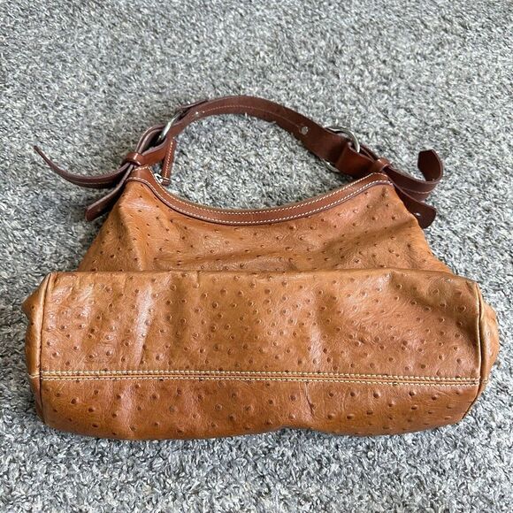 Dooney & Bourke Ostrich Hobo Shoulder Bag Brown Leather Zip Purse - Picture 2 of 12